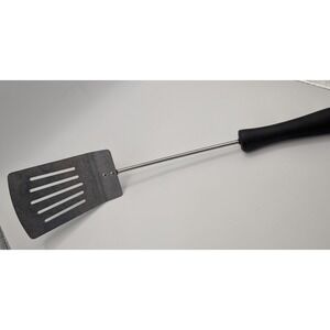 Stainless Steel Slotted Spatula‎ Black Handle Grill Turner BBQ Utensil